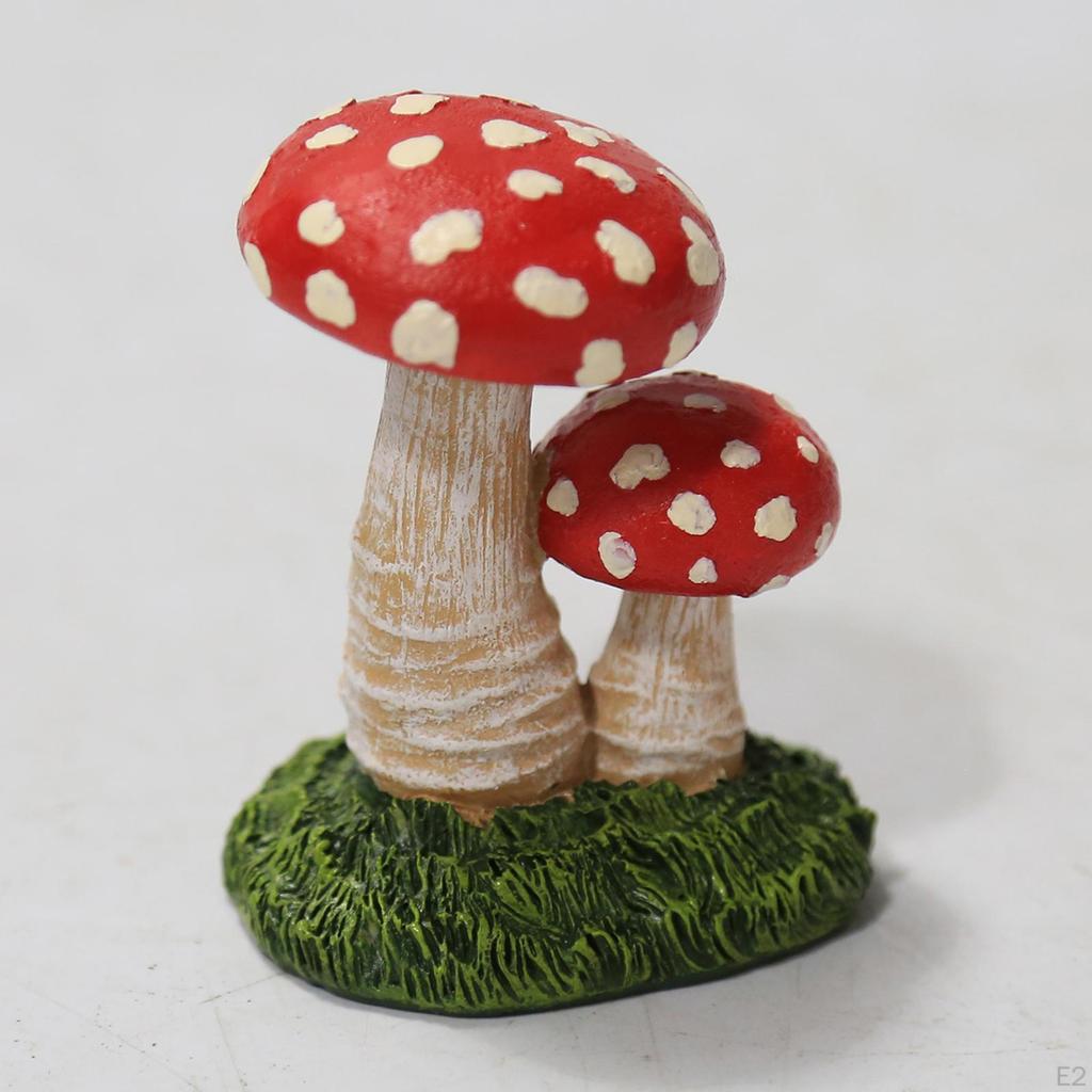 Cute Mushroom Figure, Statue, Waterproof, , Mini Colorful Creative W/ Base Figurine for