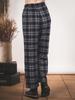 NEWIN High-Waisted Button-Up Straight Check Pants