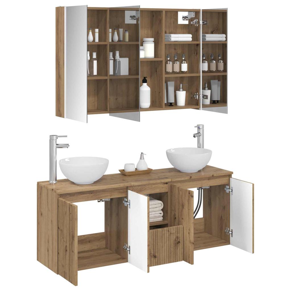 Bathroom Cabinet Set 4 pcs Artisan Oak 103.5 x 15.5 x 70 cm
