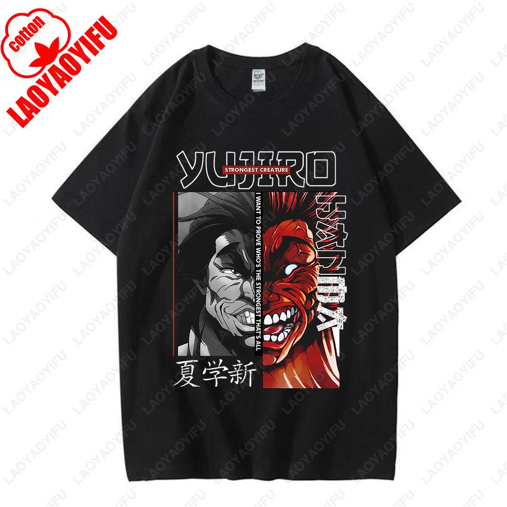Japanese Fighting Anime Twodimensiona T Shirt Hanma Baki Manga Graphic T Shirts Men Women High Quality Cotton Shortsleev