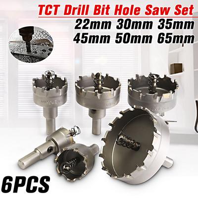 6Pcs TCT Core Drill Bit Hole Saw HSS Hole Saw Set Carbide Tip for Alloy Stainless Steel Cutter Power Tool Accessories