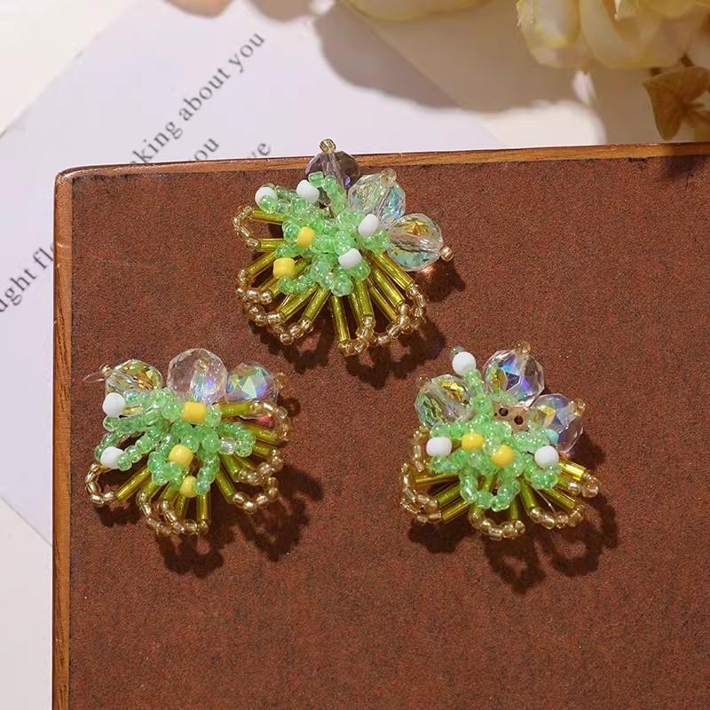 5pcs Crystal Woven Beaded  Flower Cluster Sew On Patch Shoe Flower and Shoe Buckle Accessories Embroidery Appliques Parche Ropa