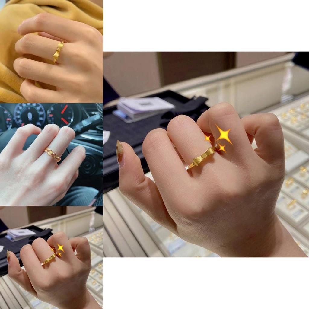 Brass Gold Elegant Plated Bowknot Ring Adjustable Twisted Style Women For