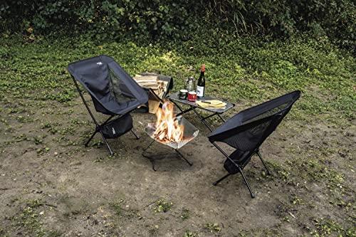 Captain Stag UG-91 Silver BBQ Grill, Shell Fire Pit, 400W Stainless Steel, with Two Tripods and Storage Bag