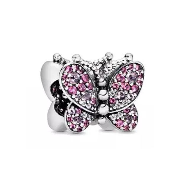 925 Sterling Silver Dumbo and Mrs. Jumbo Clover Butterfly Flower DIY Fine Beads Fit  Charm Bracelet Jewelry F039