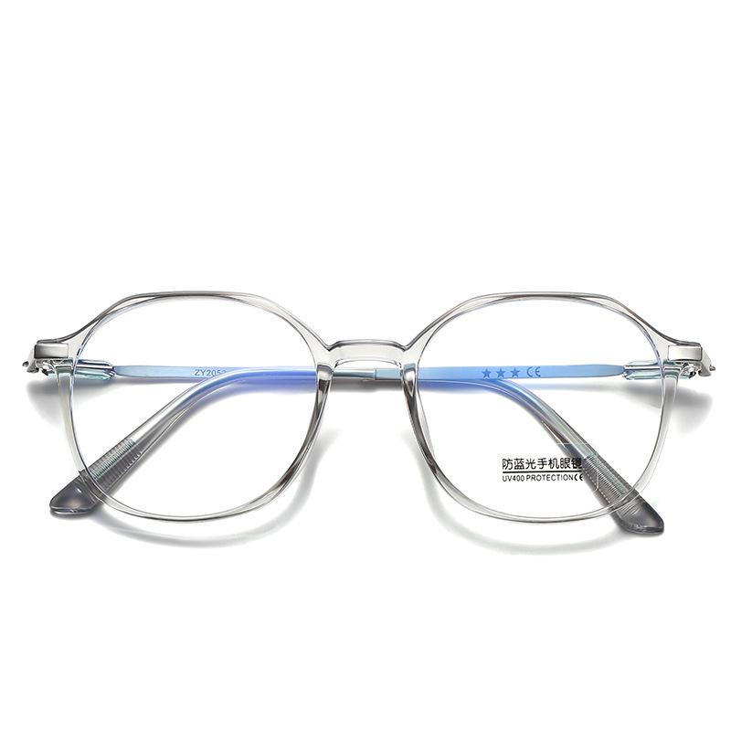Brillengestell Flache Brille, Polygonale Blaulichtfilter-Brille ohne Stärke, Myopie-Brille