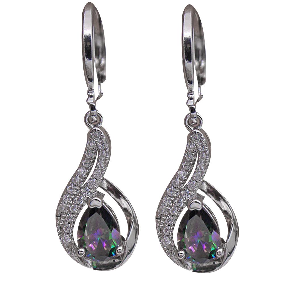 Fashion Women Shiny Water Drop Leaverback Earrings Gift