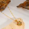 Necklace Female Rotating Clover Zircon Flower Stainless Steel Necklace Niche Temperament Design Versatile Necklace
