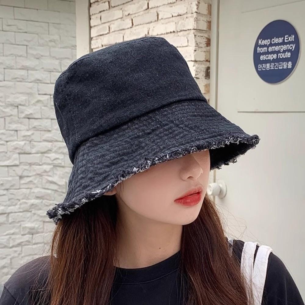 Denim Bucket Hat Cotton Reversible Fisherman Hat Fashion Summer Sun Hat