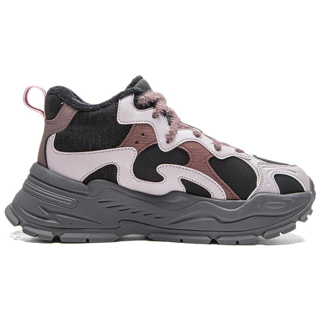 Li Ning Starry WNTR Fleece Vielseitige Bequeme Verschleißfeste Leichte Mid-Top Lifestyle Freizeitschuhe Damen Freizeitschuhe Schwarz Lila AGCV392-3