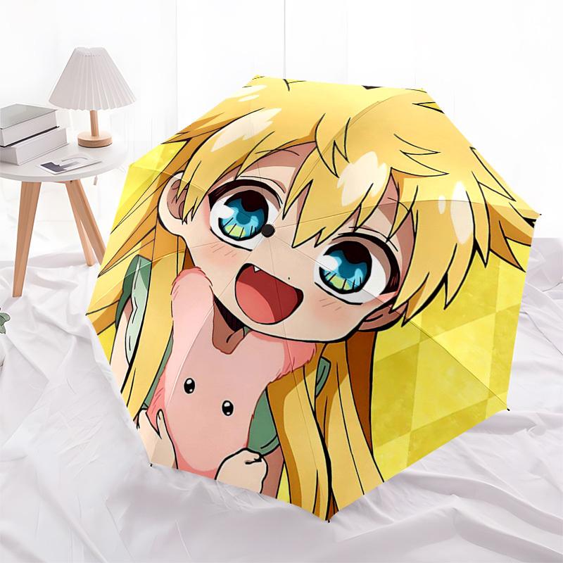 

1pc Golden-haired Anime Character with Pink Rabbit, Auto Open Close Umbrella | Portable Tri-fold Design | 8-Bone Iron Frame | Outdoor Umbrella | Ideal