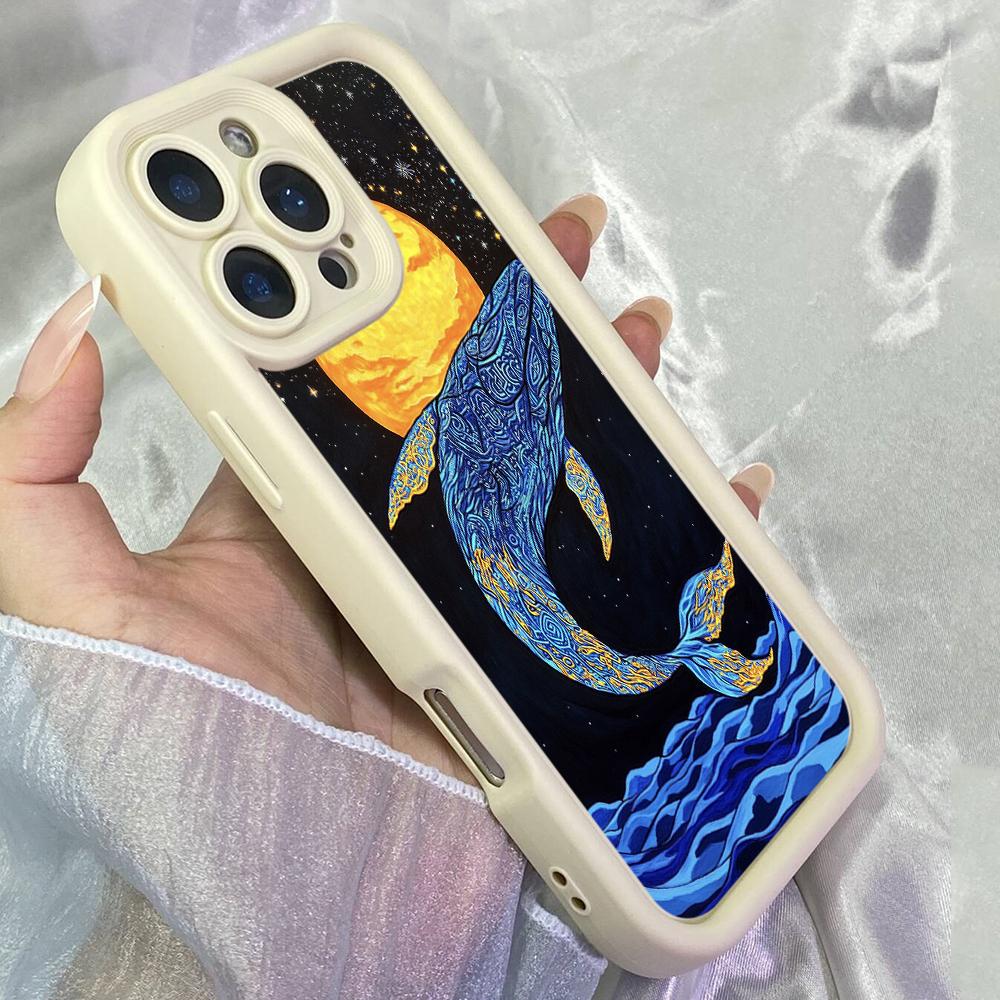 JT480 Smart Whales for iPhone 17 16 15 14 13 Pro Max Samsung S26 S25 Ultra A17 A07 A56 A16 A15 A14 A13 A06 A25 Xiaomi 15T Redmi 15c 14C Soft Case