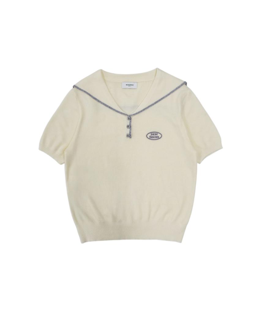 MONBIRDIE GOLF Logo Sailor Summer Knit Cream