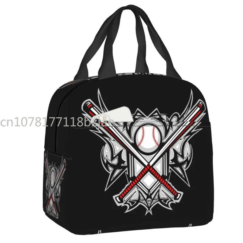 Softball Baseball Lace Lunch Bag Women Reusable Cooler Thermal Insulated Lunch Box for Outdoor Camping Travel Food Bento Box