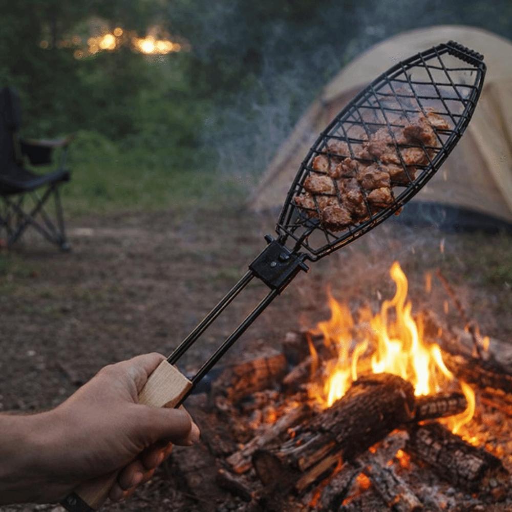 Folding Handle Grilled Fish Net Nonstick Barbecue Mesh Grilling Basket  DIY Cooking