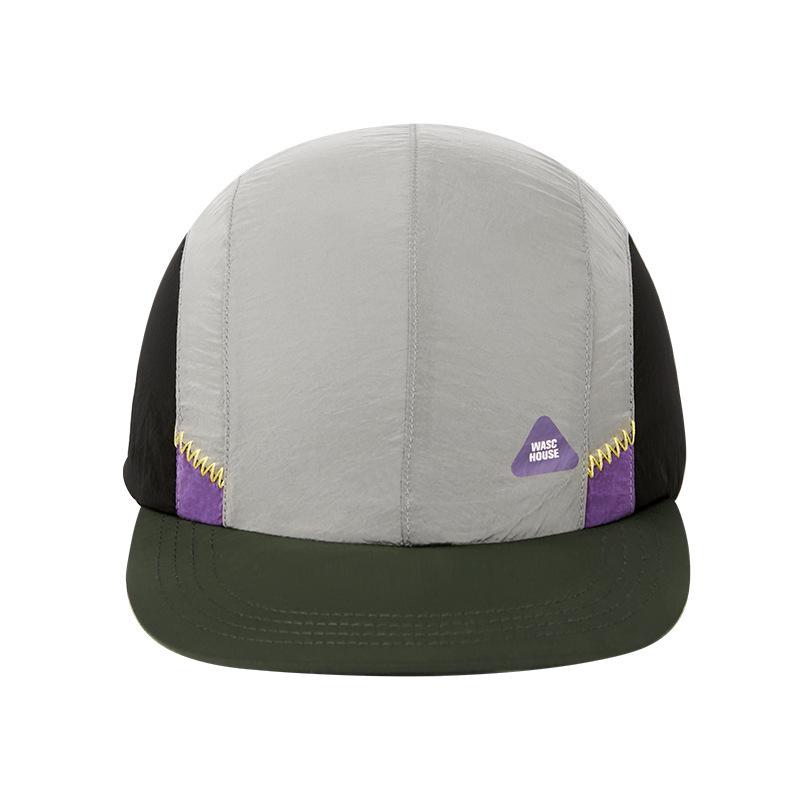 Japanese Retro Quick-Dry Color-Block 5-Panel Baseball Cap with Sun Protection for Outdoor and Mountaineering