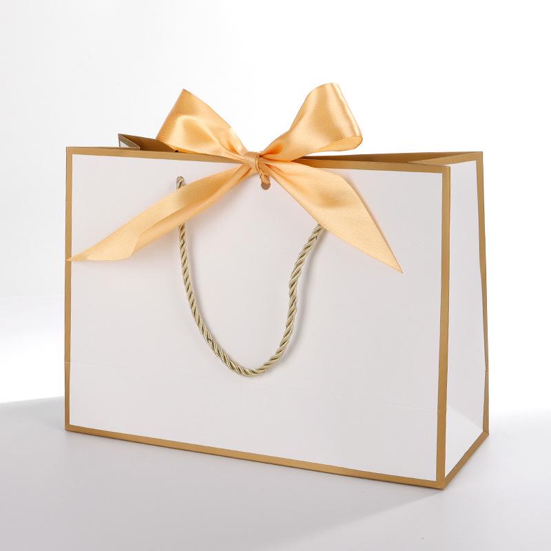 Handbag with Bow Ribbon - Gift, Shopping, and Makeup Paper Bag