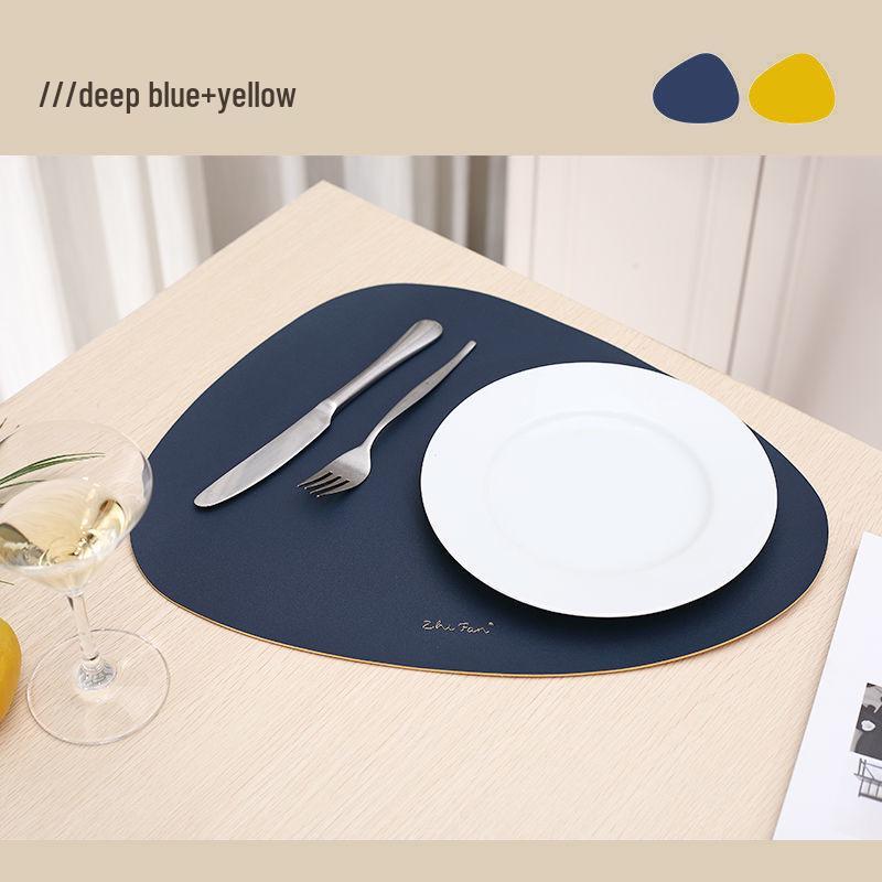 High-End Double-Sided Waterproof PU Leather Placemat - Oil-Proof, Heat-Insulated, Light Luxury Water Drop Design.