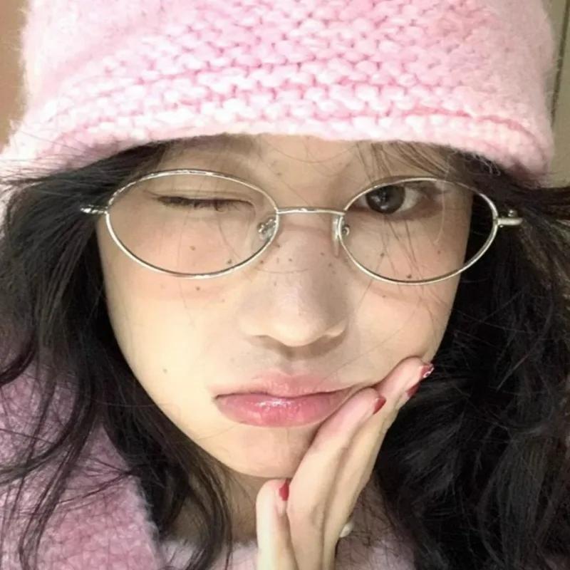 Ins Trendy Small Oval Metal Frame Eye Glasses Women Men Korean Fashion Retro Gold Silver Color Eyewear Anti Blue Light Glasses
