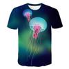 Luminescent Jellyfish 3D Printed Kids Short-Sleeve T-Shirt Colorful Graphic Round Neck Tee For Daily Play And Outdoor Outings
