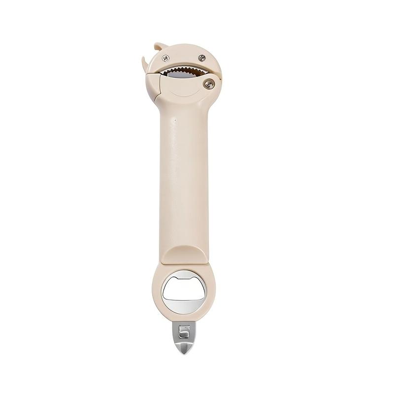 Handheld tool for easy can opening One-touch rotating lid opener Suitable for canned food Bottles and jars Ergonomic handle kitchen 1 бежевый