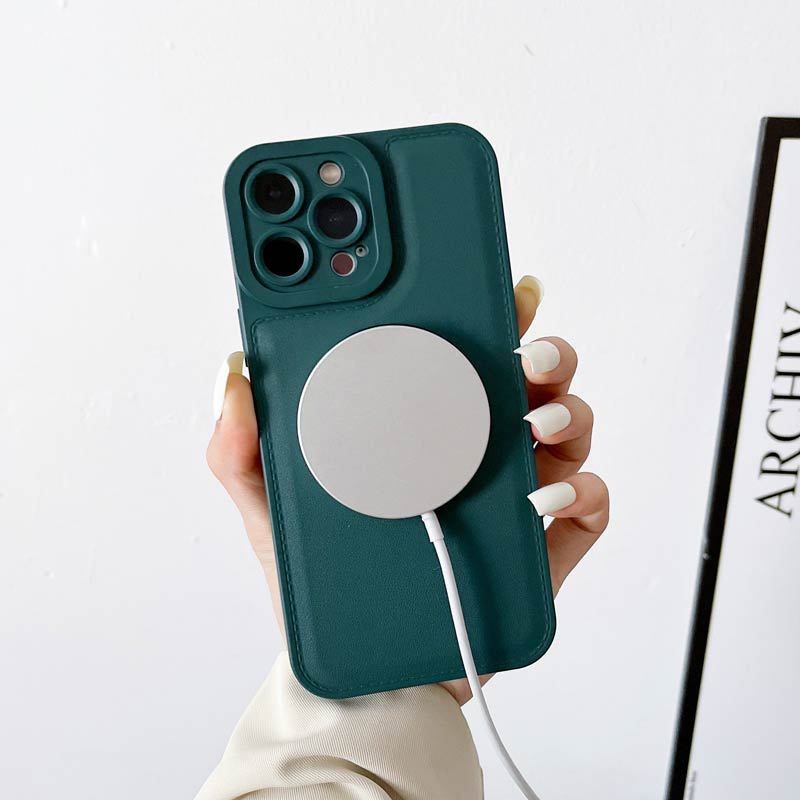 Luxury Magnetic Magsafe Wireless Charge Phone Case for iPhone 13 12 11 14 15 Pro Max 15 Plus Leather Silicone Shockproof Cover