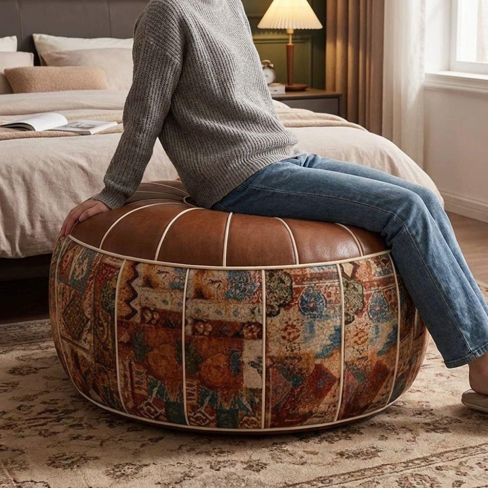 PU Leather Sofa Stool Cover Large Capacity Storage Bag Multi-functional Floor Seat Cushion Bedroom