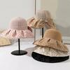 WTEMPO Fashion Polka Dot Printed Bow Solid Color Hats Women Summer Wide-brimmed Sun Hats Outdoor Sun Protection Foldable Bucket Hats