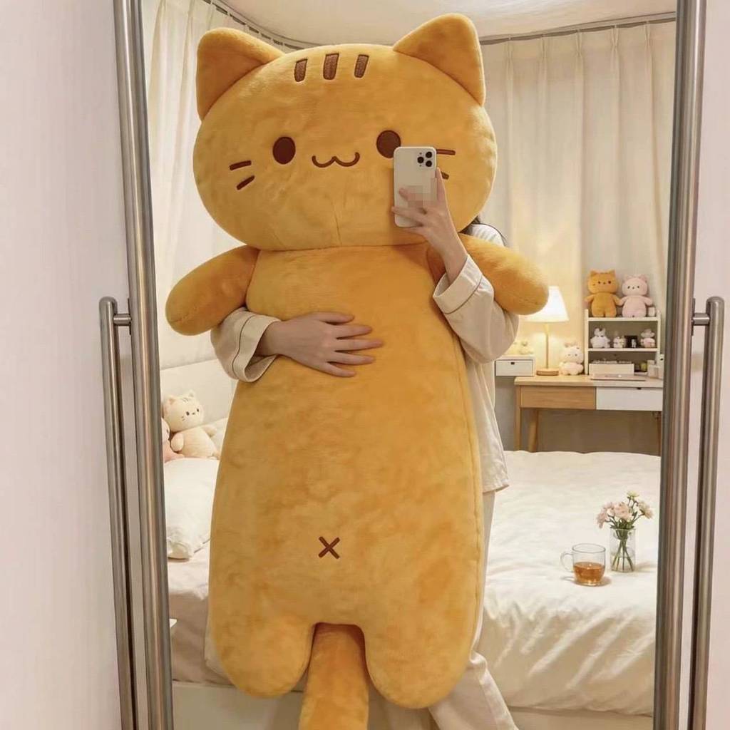Cat Plush Toy Pillow With Pp Cotton Filling For Kids Bedside Sleep Comfort