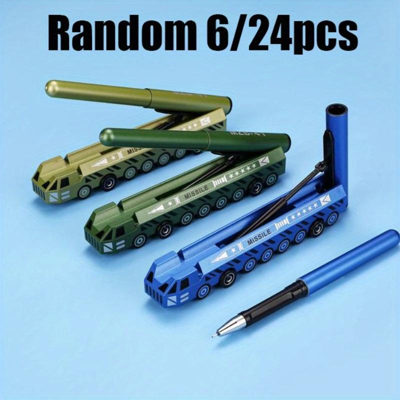 

6/ 24pcs Missile Design Neutral Pen Ballistic Launch Vehicle Smooth Writing Black Gel Pens Model Desk Stationery Kids Prize Gifts Office School Use 6pcs