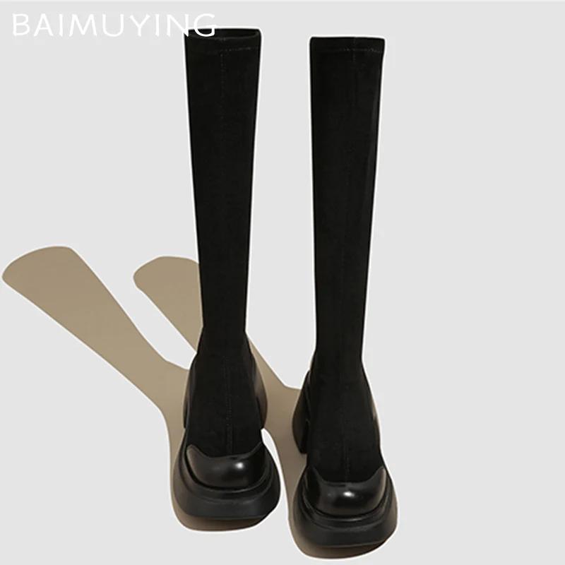 Женские высокие сапоги на платформе — фото 3