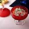 Stylish Red Crystal Glass Thickened Covered Storage Jar with Lid for Candy Dry Fruit Jewelry Trinket Box Home Decors