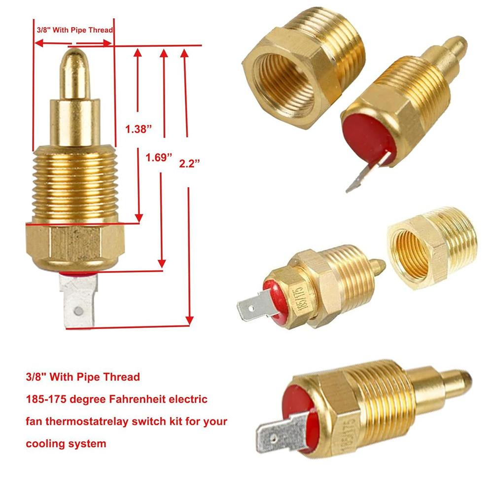 Doppel-Elektrolüfter-Relais-Kit Elektrisches Kühlerlüfter-Kit Temperatursensor-Schalter 185 Ein 175 Aus