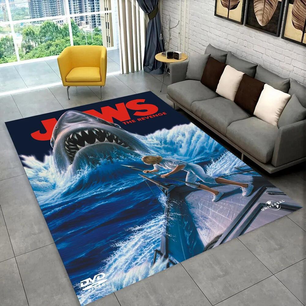 3D Jaws Horror Movie Shark Area Rug,Carpet Rug for Living Room Bedroom Sofa Doormat Decoration,kids Play Non-slip Floor Mat