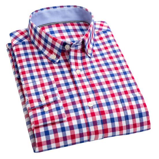 

Casual Men Shirt Button Closure Single Breasted Pocket Design Long Sleeves Sweat 2XL красный