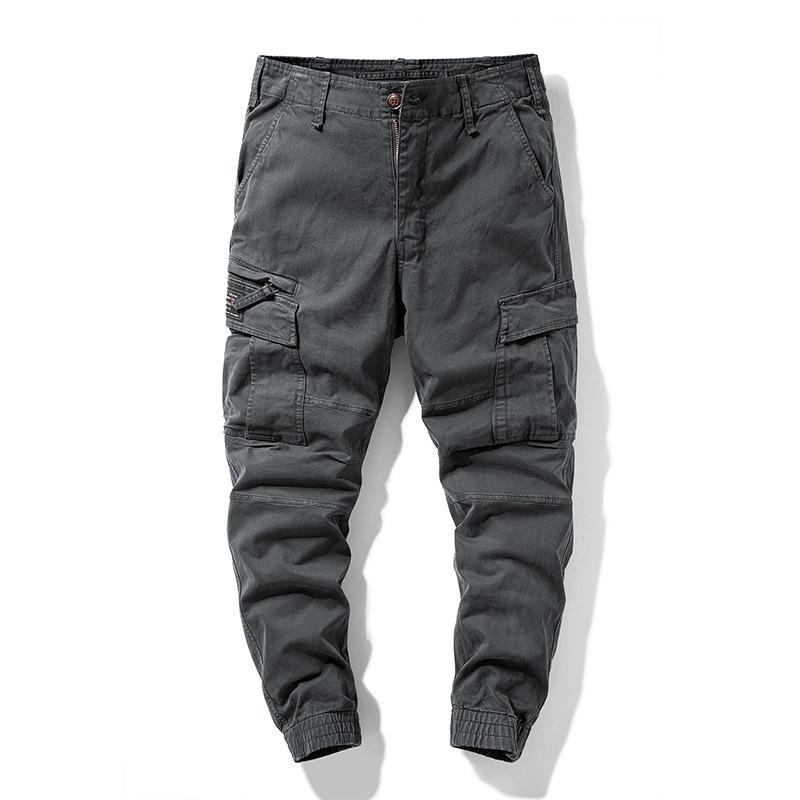 Весенние и осенние комбинезоны с несколькими сумками, мужские повседневные брюки, прямые брюки для молодых мужчин 29 шифер серый