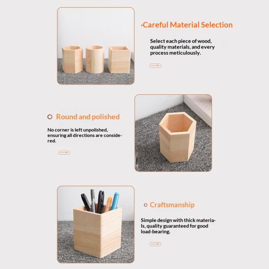 Wooden Pen Holder Large Capacity Desk Organizer for Pens Erasers Crayons Rulers Markers Multi-Specification Storage Box for Office School Home