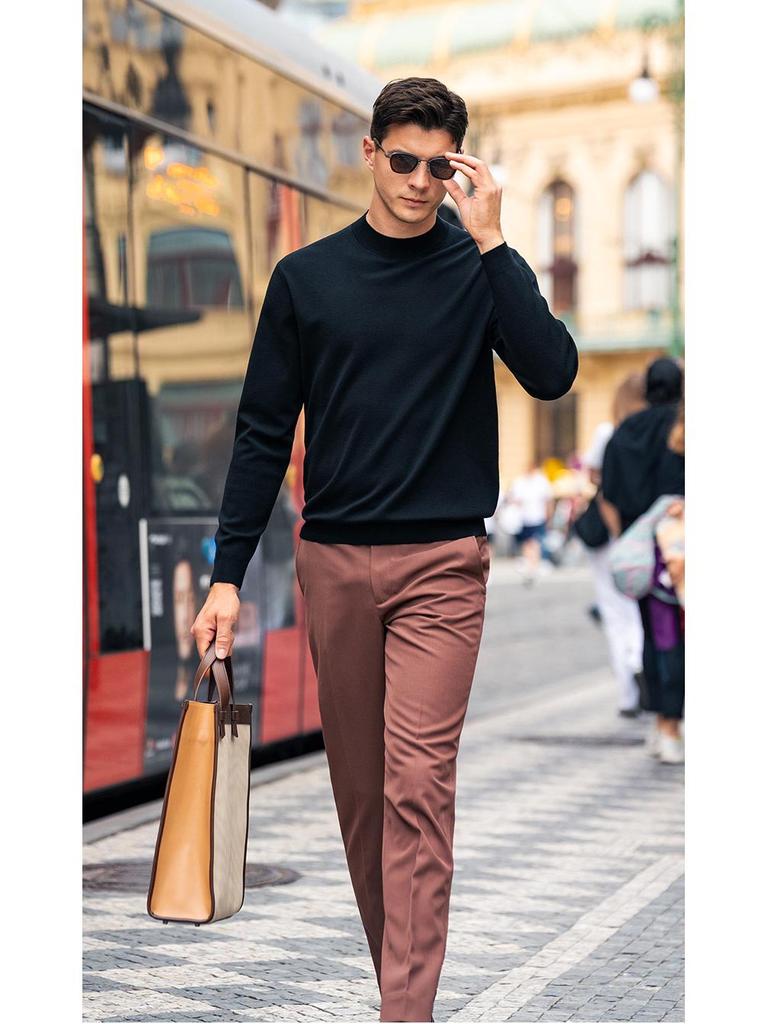 Men's Thickened Wool Sweater, Machine Washable, Solid Color - W9310 (Autumn/Winter)