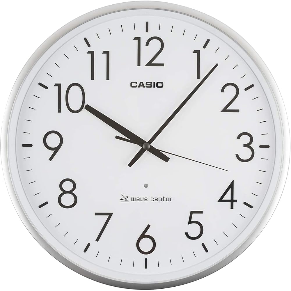 CASIO Wall Clock, Radio-Controlled, Metal, Silver, Analog, Stylish for the Office, IQ-2000J-8JF