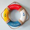 Nautical Life Ring Buoy Welcome Aboard Cloth Decorative Home Wall Hanging Decor Ornament Mediterranean Style Home Decoration