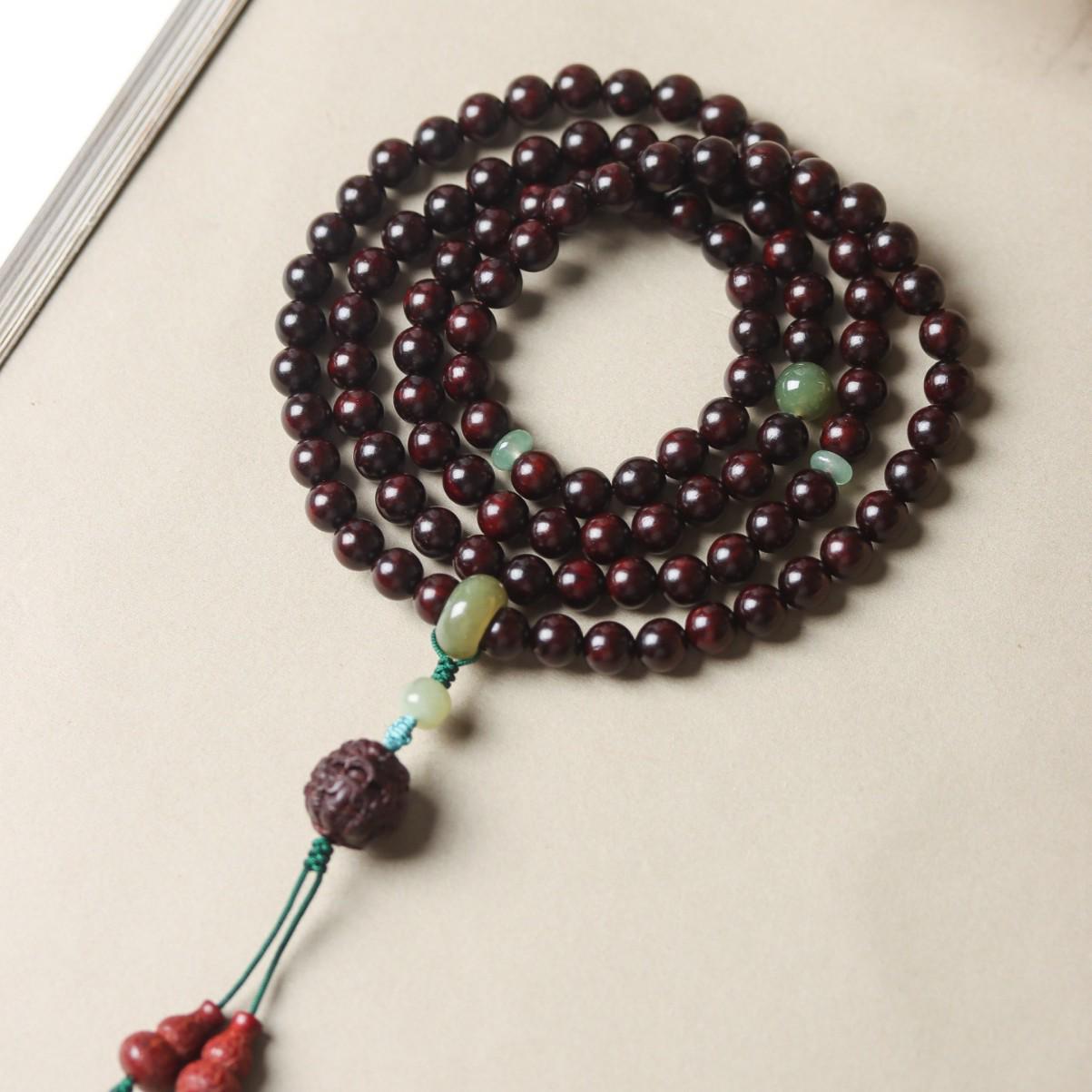 Indian Rosewood 108 Beads Buddhist Prayer Bracelet/Necklace for Men and Women