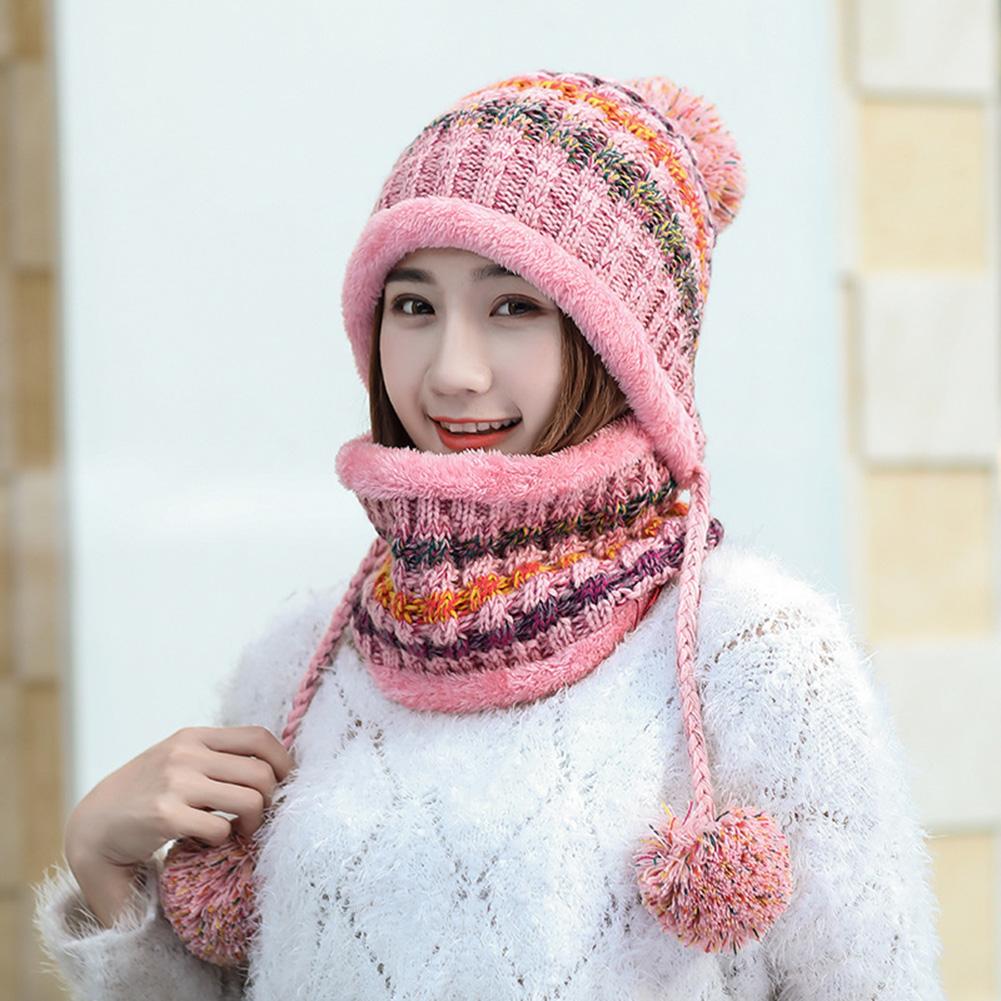 2 Stück/Set Winter Damen Strickmütze Schal Mode Wolle Verdickung Mützenkragen Set