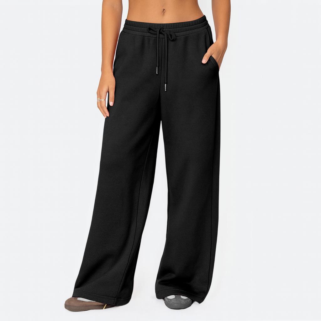 Pantaloni della tuta da donna a gamba dritta colorati a vita alta a gamba larga