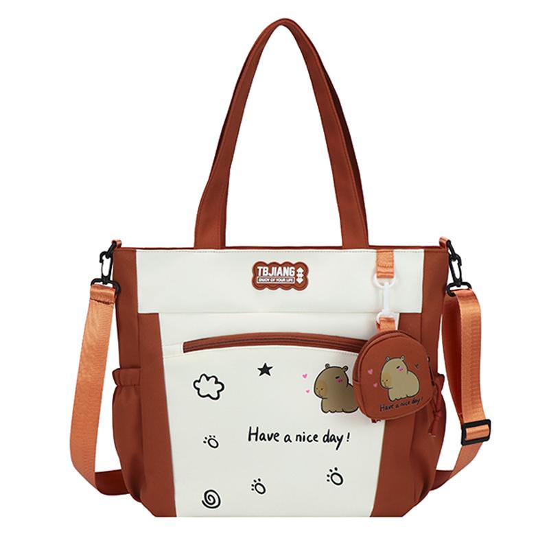 Women's Handbag Cartoon Print Book Bag Student Shoulder Bag Large Capacity Crossbody Bag