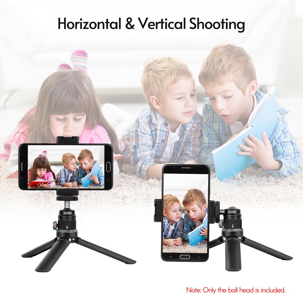 Andoer Aluminum Alloy Tripod Ball Head Mount Panoramic 360 Degrees  Swivel 180 Degrees  Flip with Scaled Base