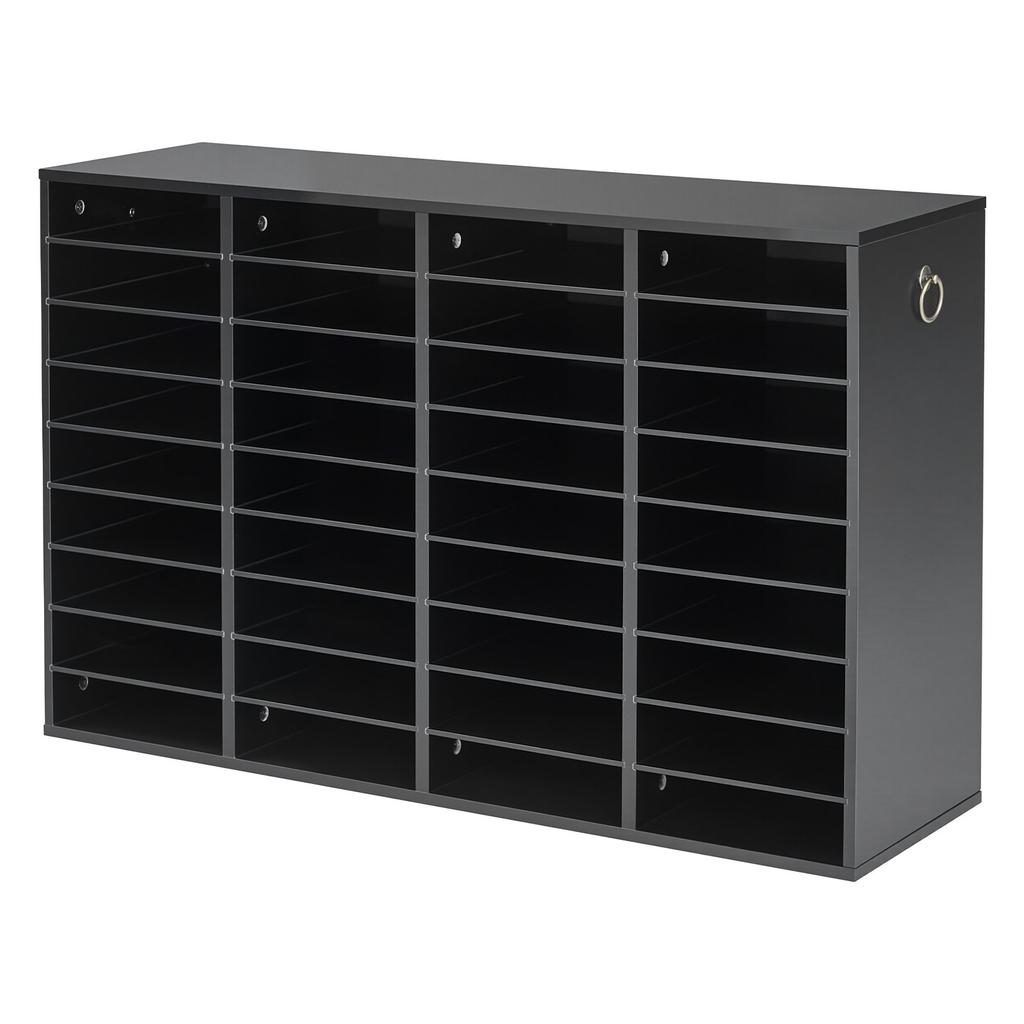 VEVOR Wood Literature Organizer 36 Compartments Office Mailboxes Black, Countertop Literature Sorter for Files Documents Papers