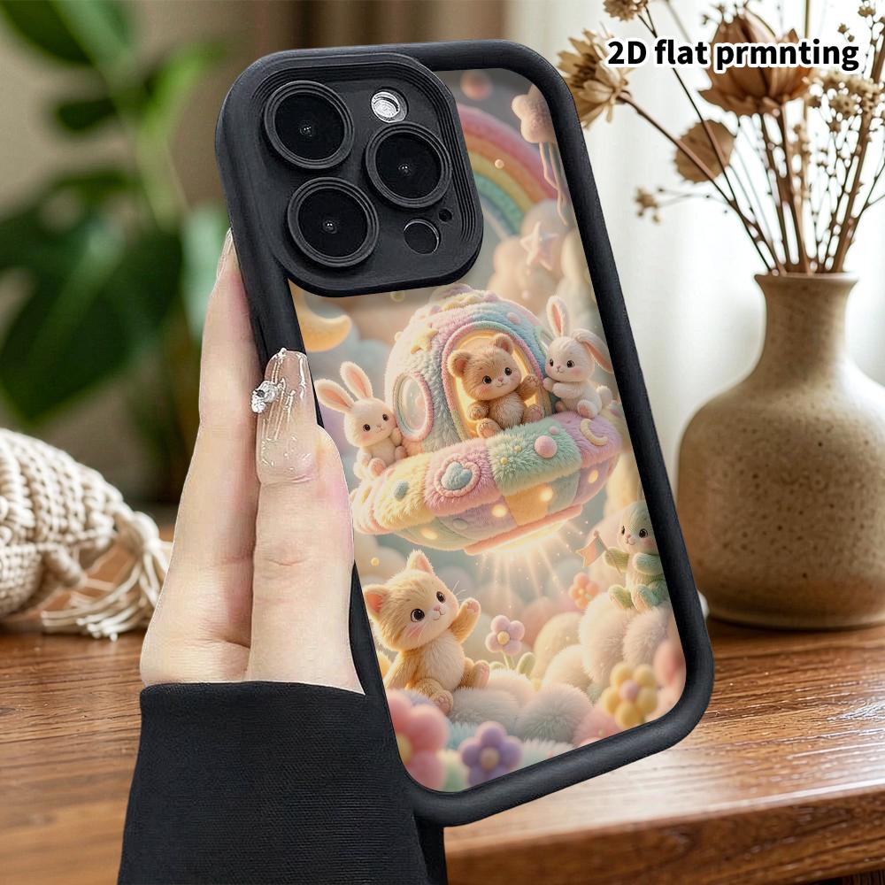 Phone Case: 2D flat, suitable for iPhone 18, 17, 16, 15, 14, 13, 12Pro protective case, space party, perfect Christmas and Halloween holiday gift