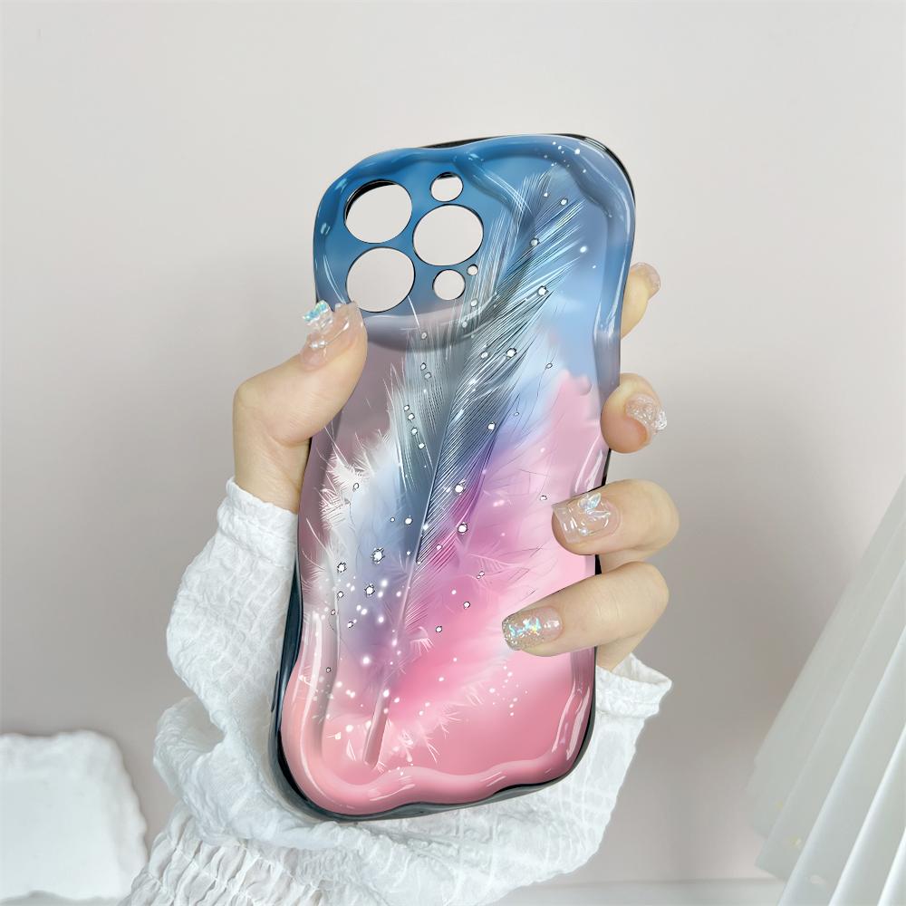 Kreslený vzor krémová textura pouzdro vlnitý okraj měkký silikonový kryt pouzdro na telefon pro iPhone Samsung Huawei Honor Xiaomi Redmi Infinix Tecno