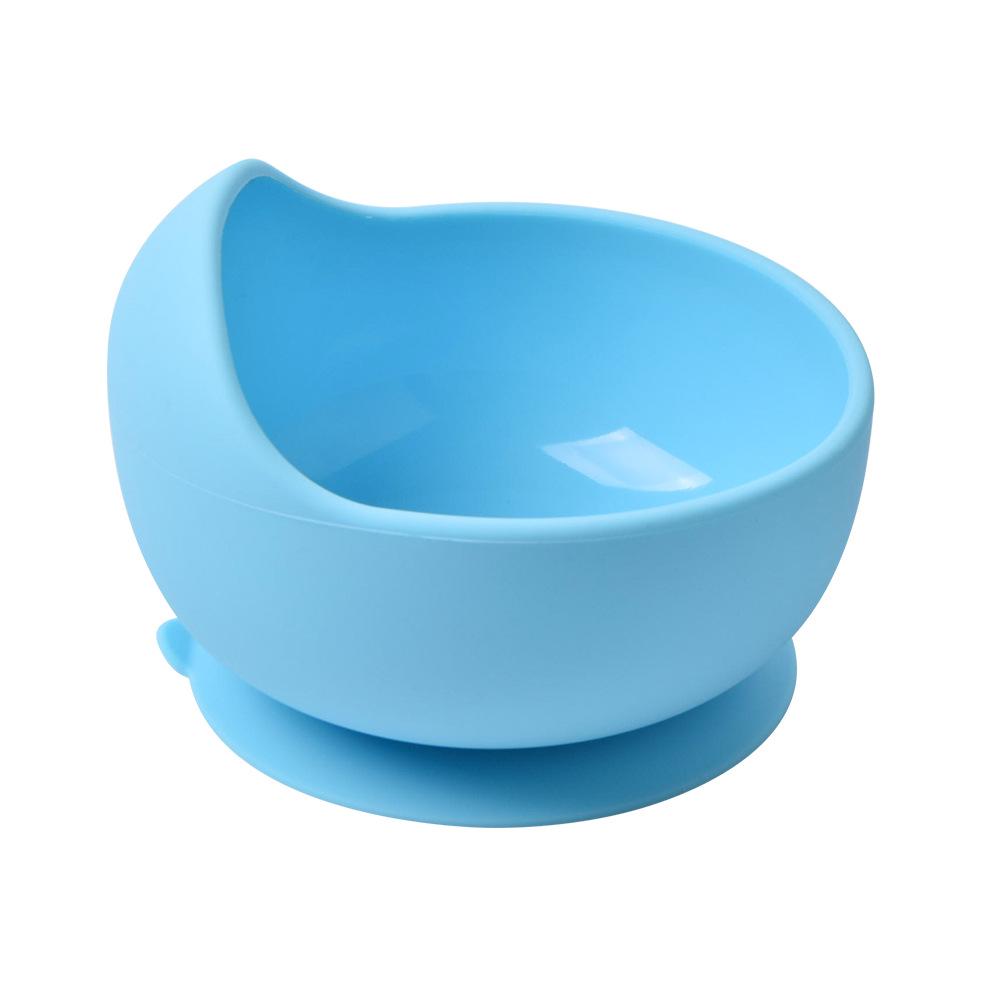 Silicone Baby Bowl & Spoon Set with Wooden Handle and Suction Cup
