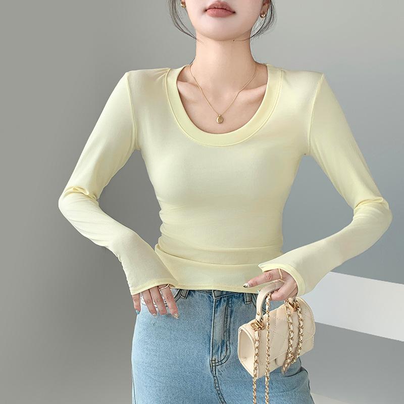 Crew neck bottoming shirt women's spring, autumn and winter wear inside and outside slim-fitting and thin versatile long-sleeved shirt top